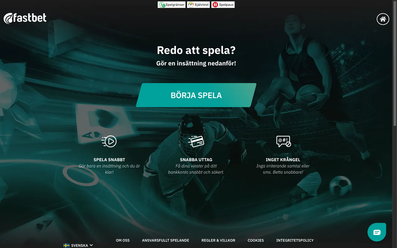 Startsidan hos FastBet