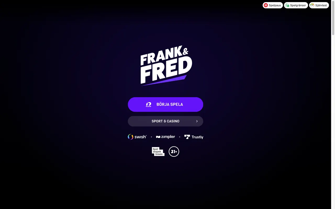 Startsidan hos Frank & Fred
