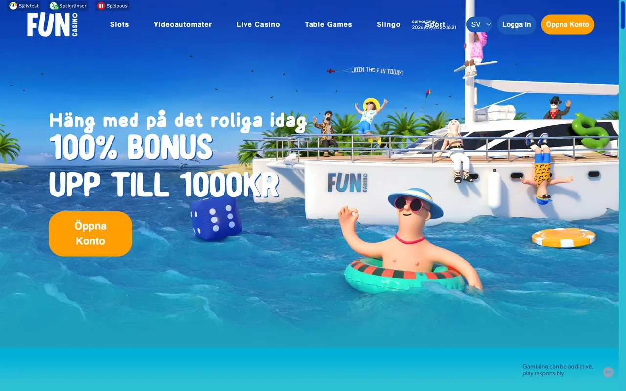 Startsidan hos Fun Casino