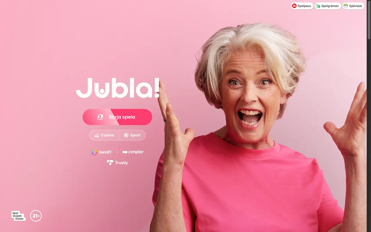 Startsidan hos Jubla
