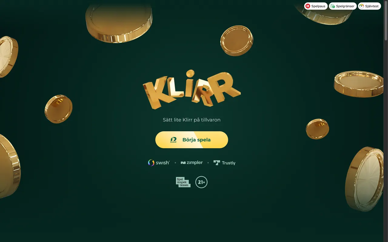 Startsidan hos Klirr