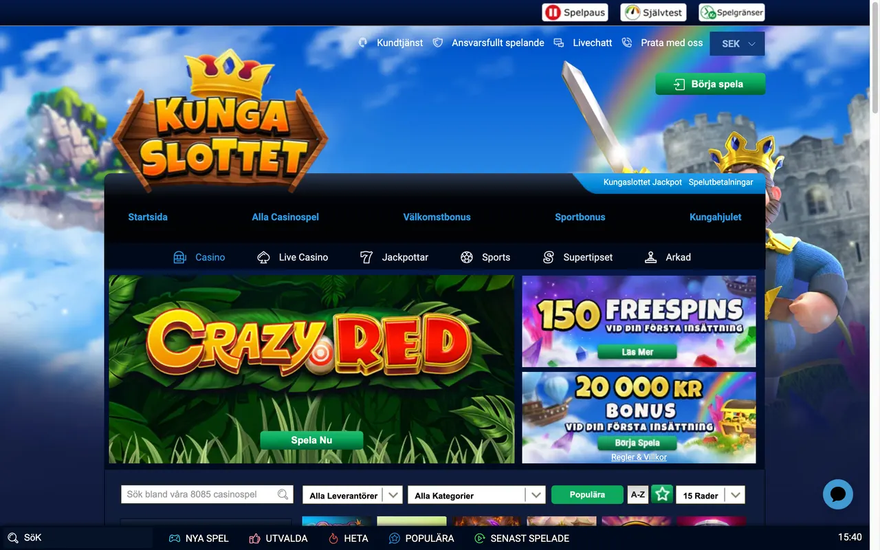 Startsidan hos Kungaslottet