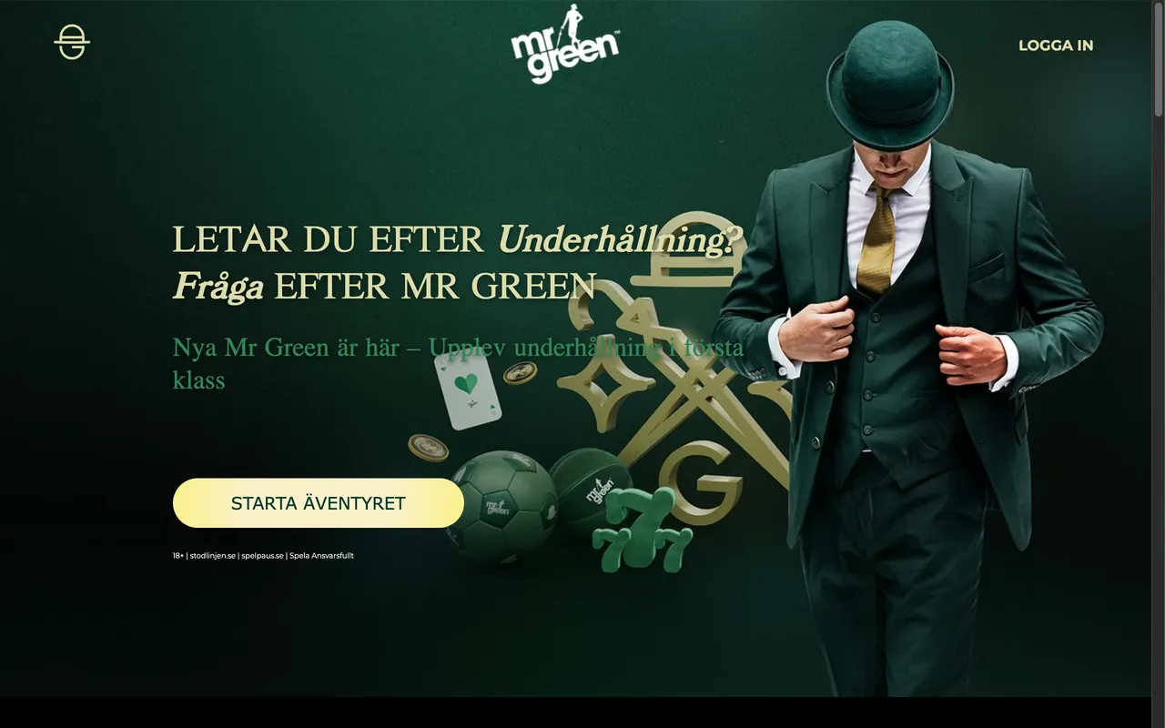 Startsidan hos Mr Green