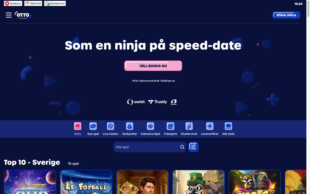 Startsidan hos Otto Casino