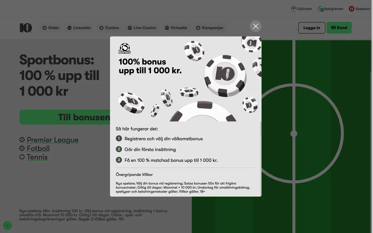 Bonusvillkoren hos 10Bet