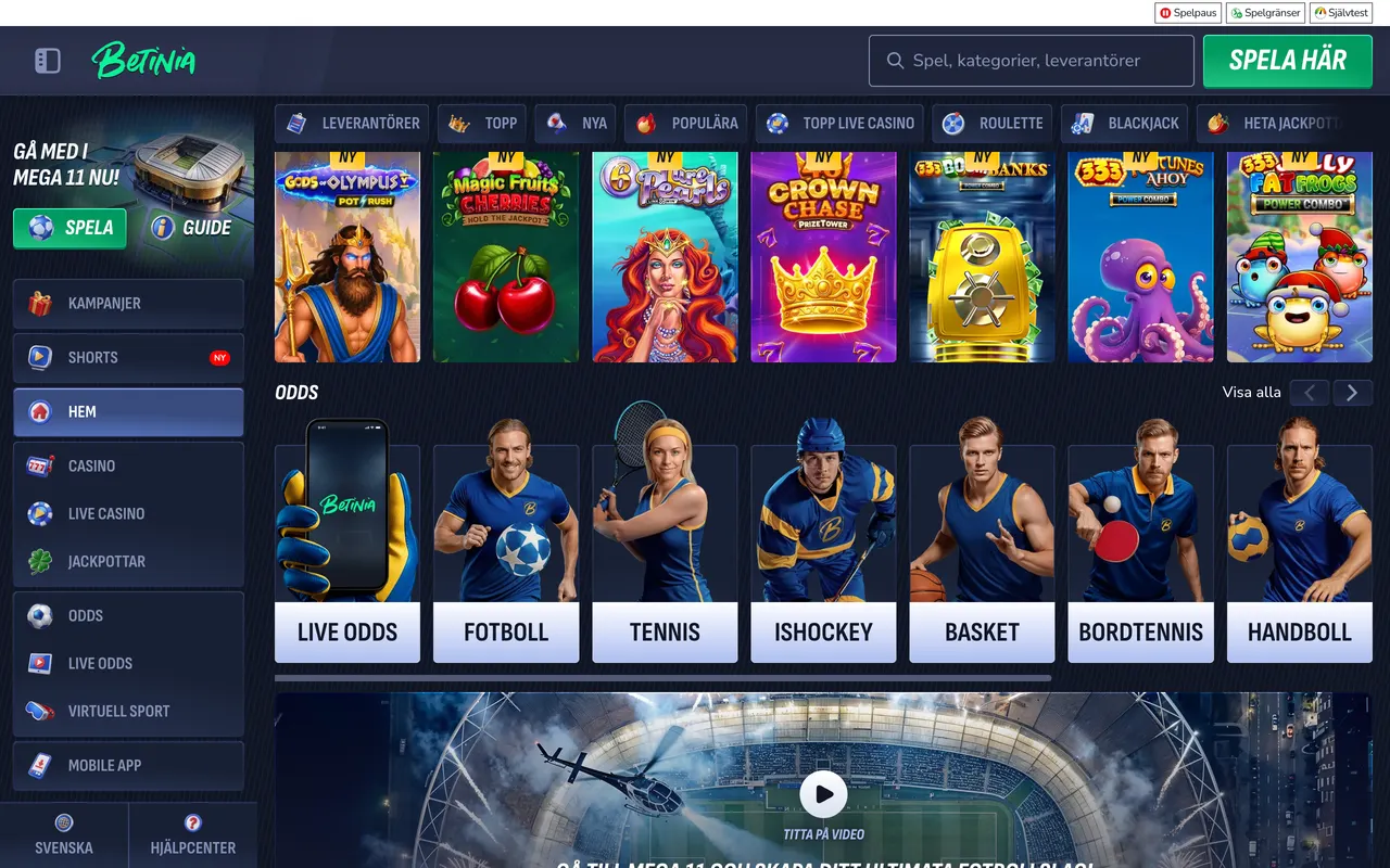 Casinolobbyn hos Betinia