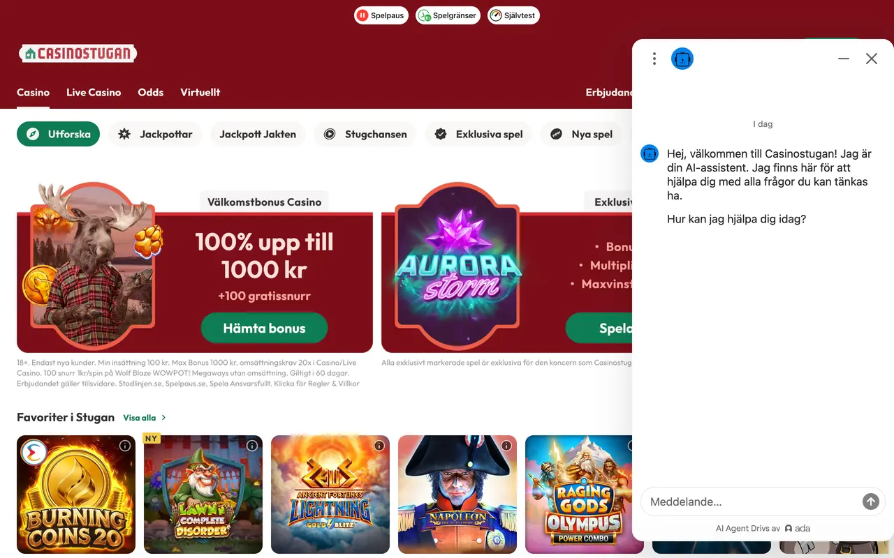 AI-chatten hos Casinostugan