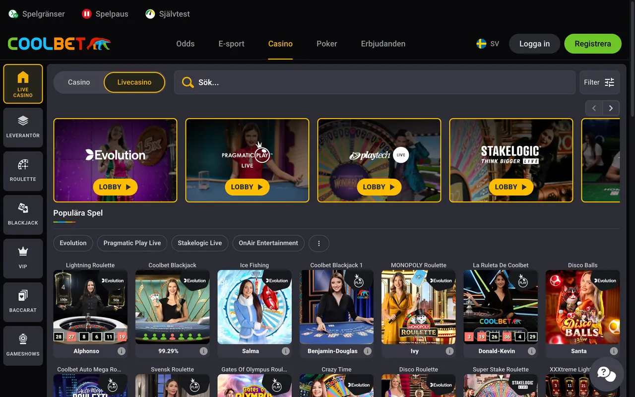 Live casino hos Coolbet