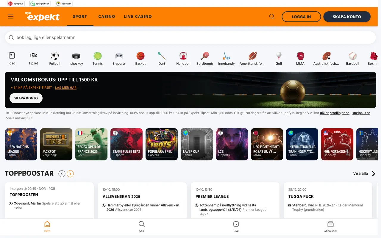 Sportsboken hos Expekt