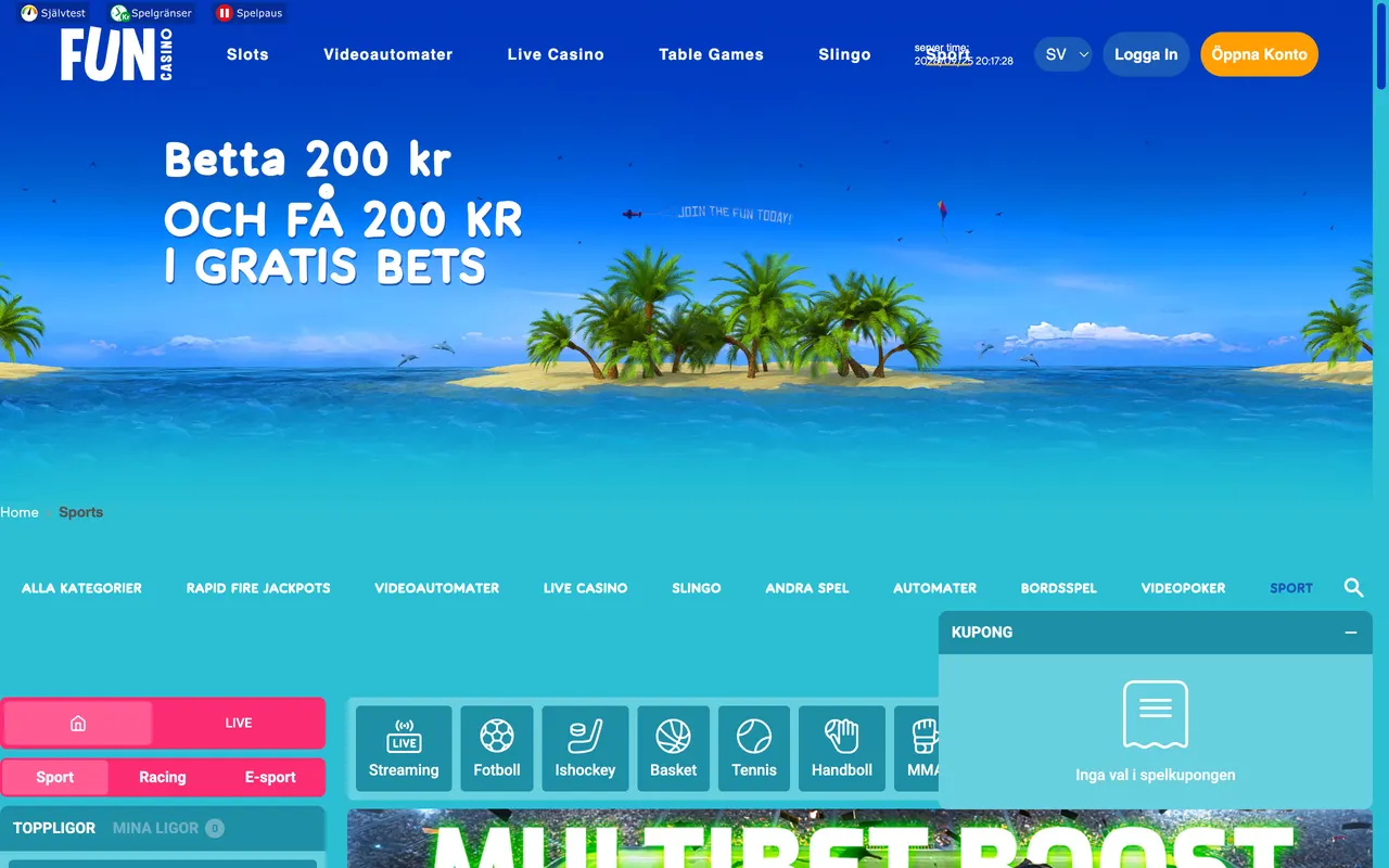 Sportsboken hos Fun Casino