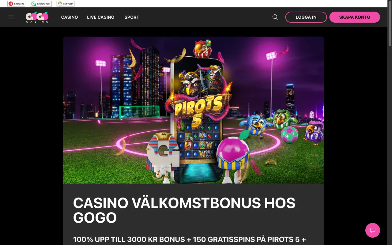 Bonussidan hos GoGo Casino