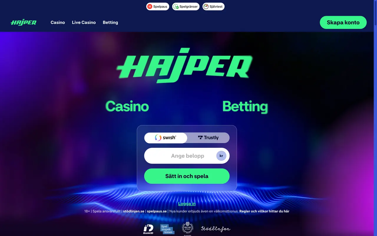 Startsidan hos Hajper
