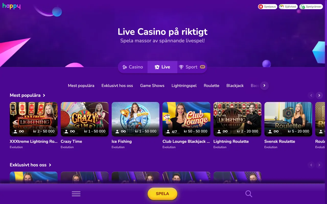 Live casino hos Happy Casino