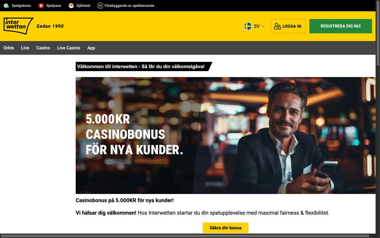 Casinobonusen hos Interwetten