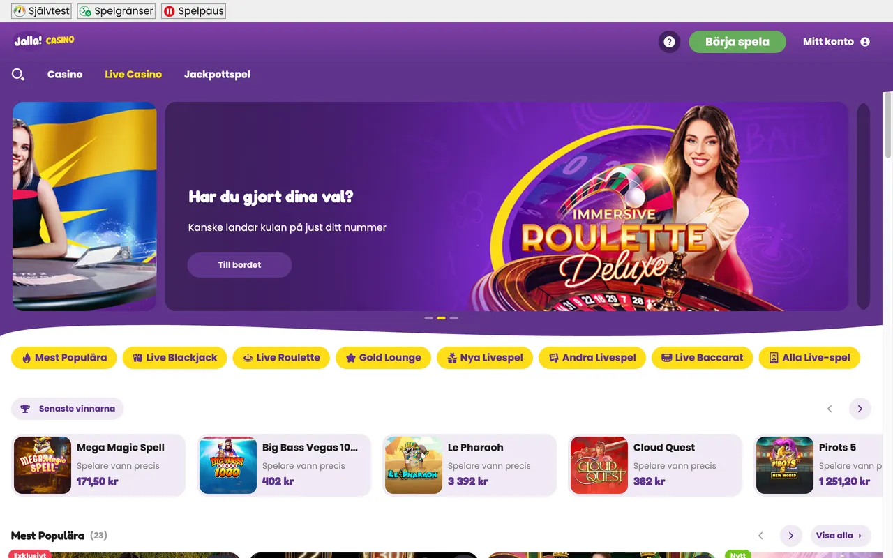 Live casino hos Jalla Casino