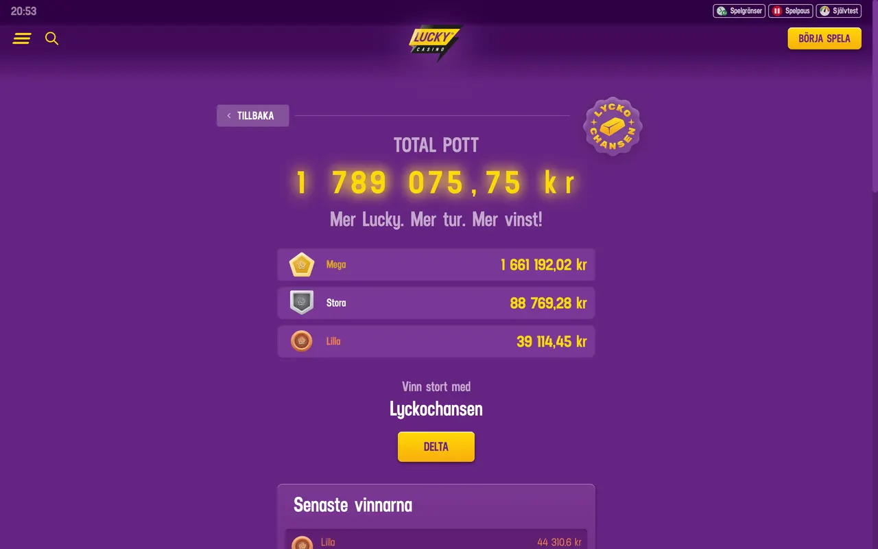 Lyckochansen hos LuckyCasino