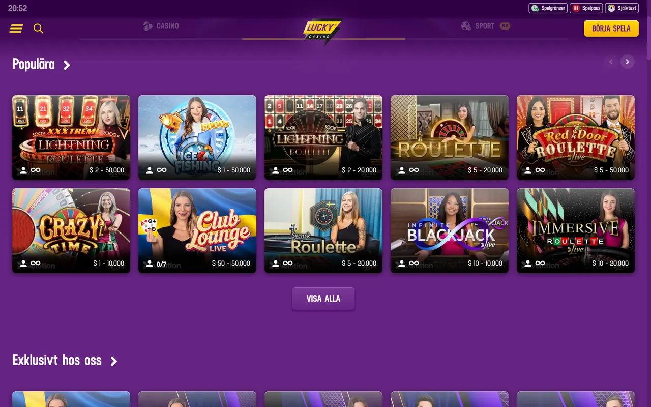 Live casino hos LuckyCasino