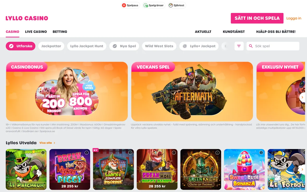 Casinolobbyn hos Lyllo