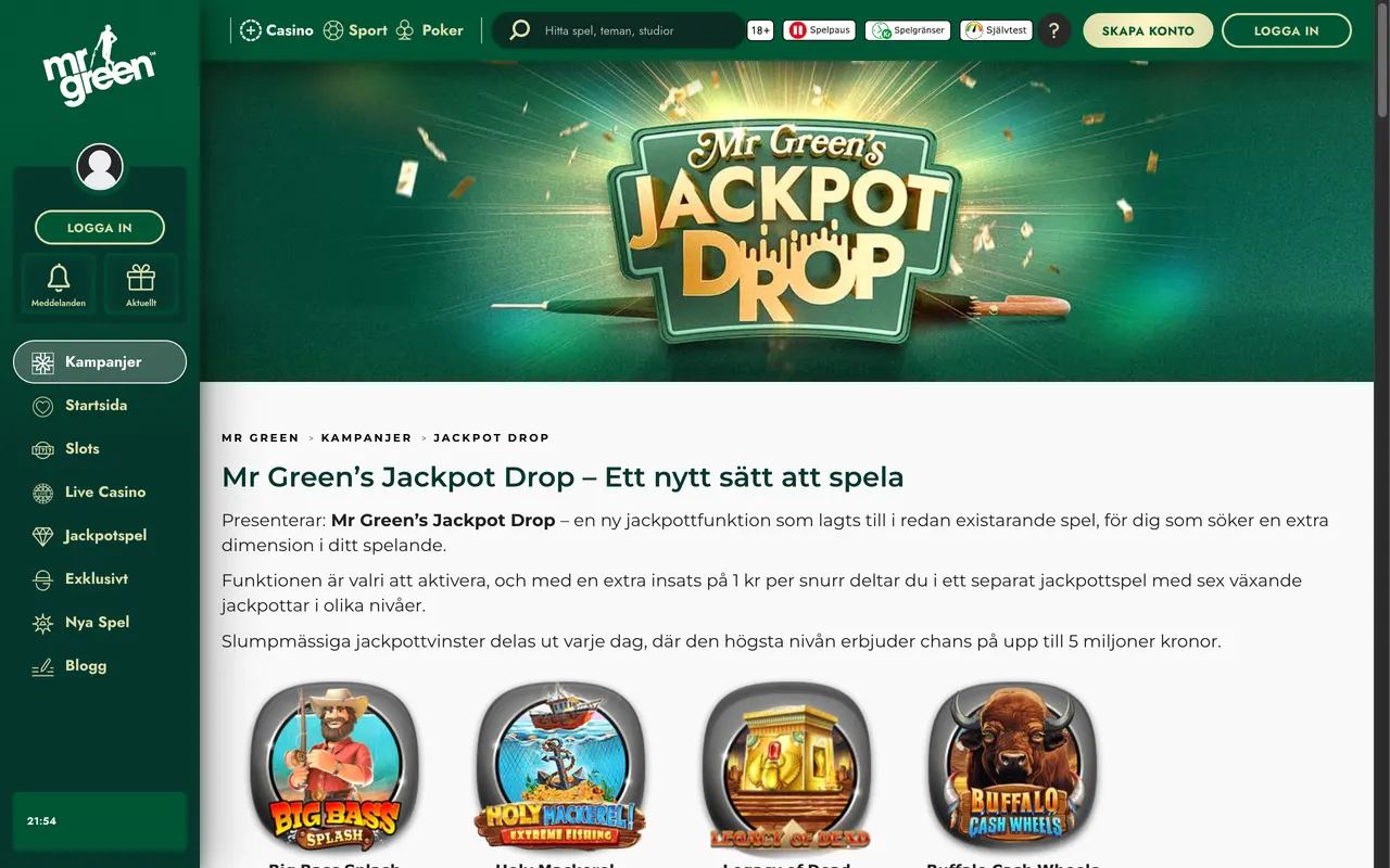 Jackpot Drop hos Mr Green