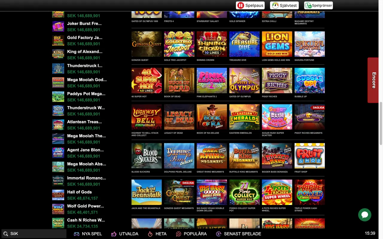 Jackpottlistan hos Mr Vegas