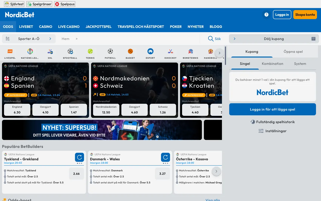 Sportsboken hos NordicBet