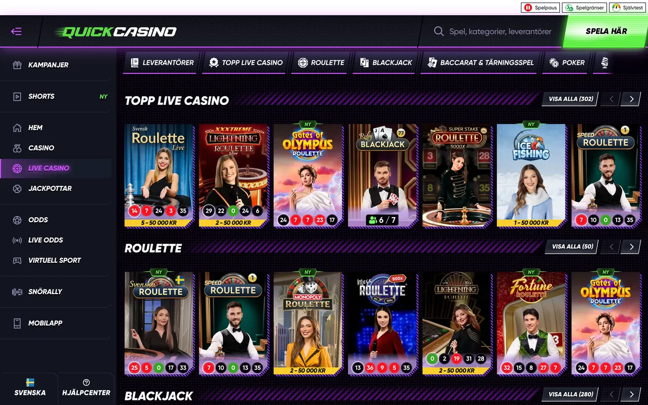 Live casino hos Quick Casino