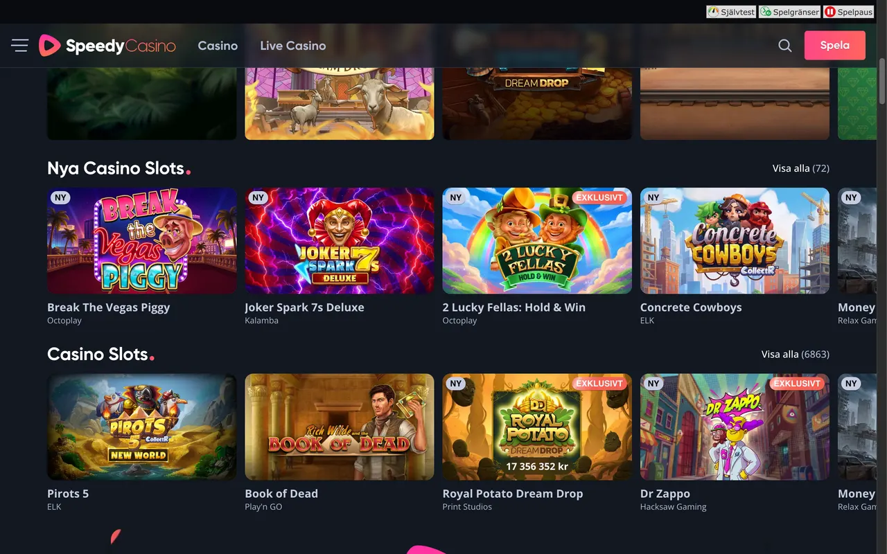 Spelutbudet hos Speedy Casino