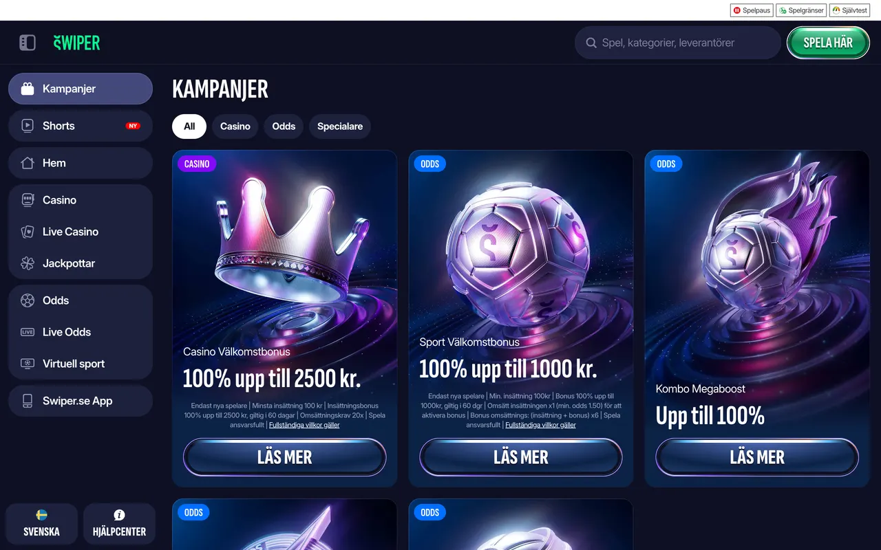 Kampanjsidan hos Swiper