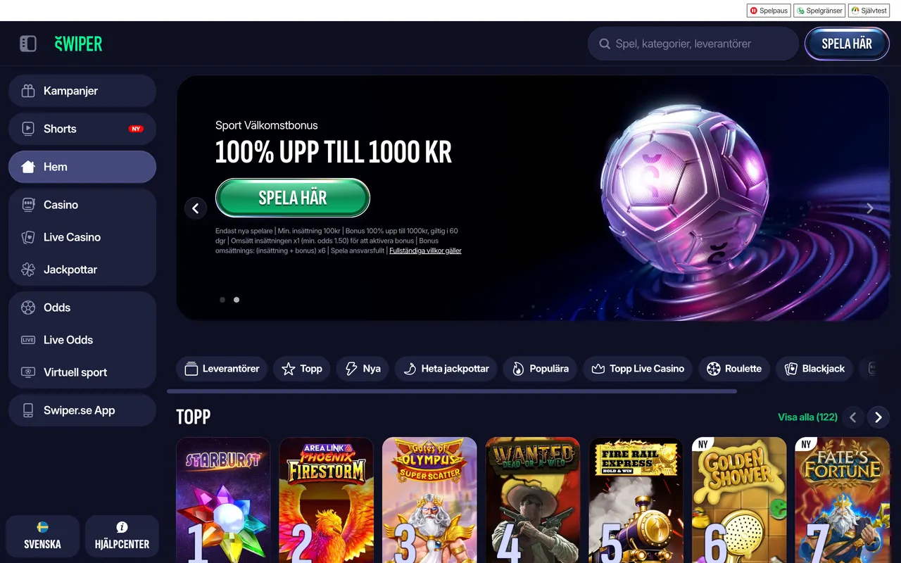 Startsidan hos Swiper