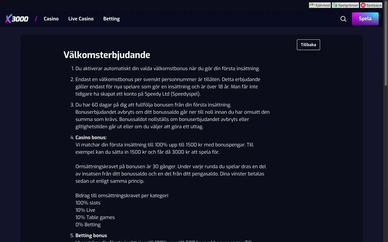 Bonusvillkoren hos X3000