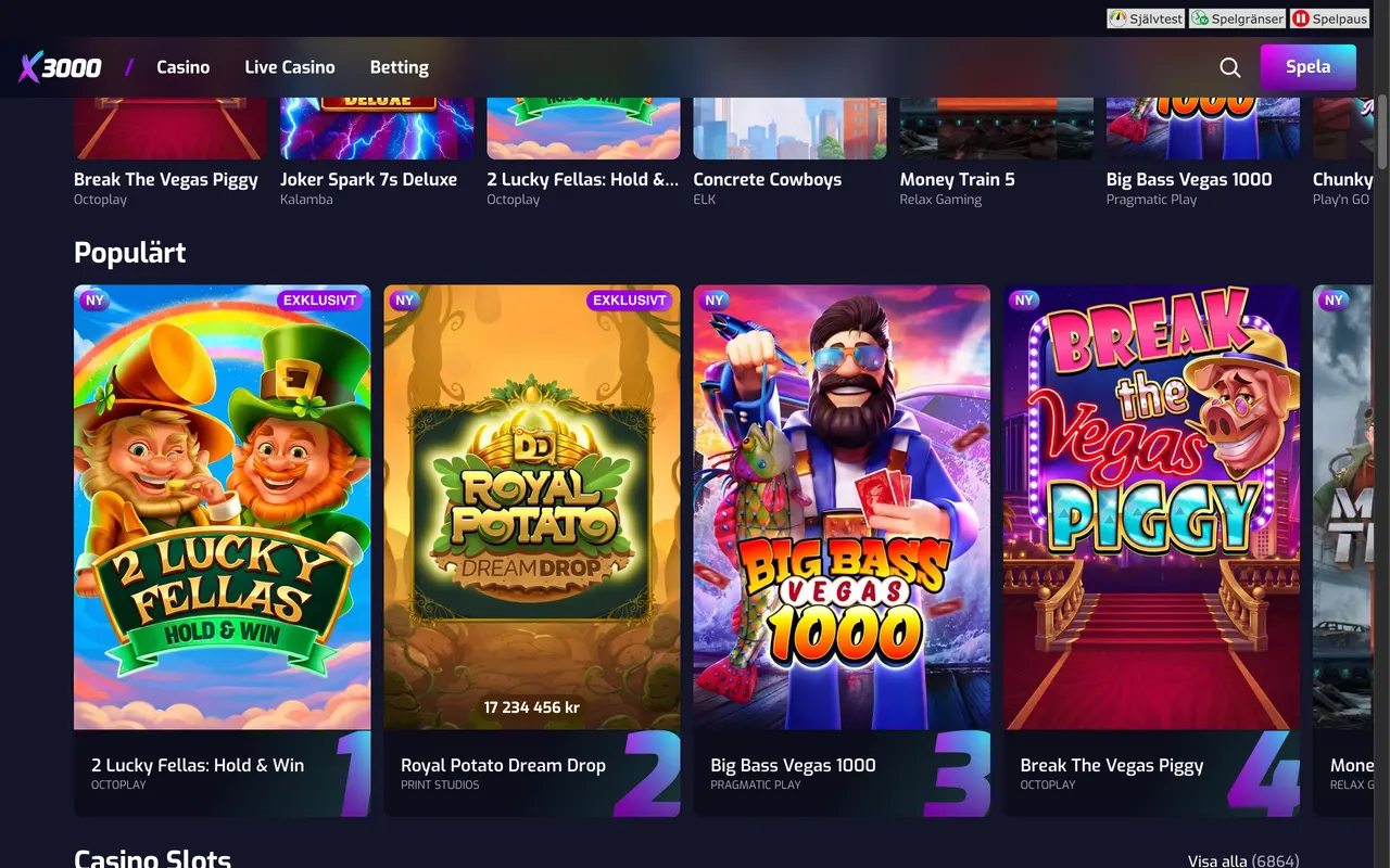 Populära spel hos X3000