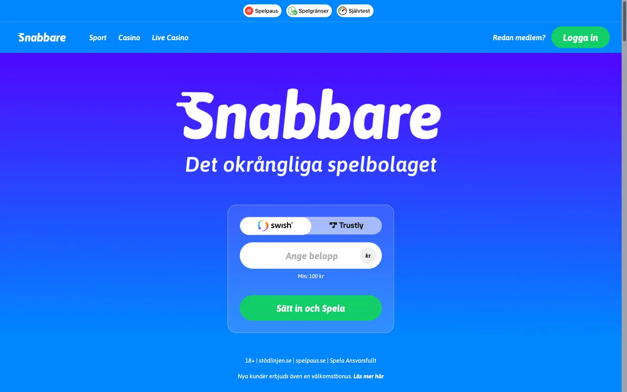 Startsidan hos Snabbare