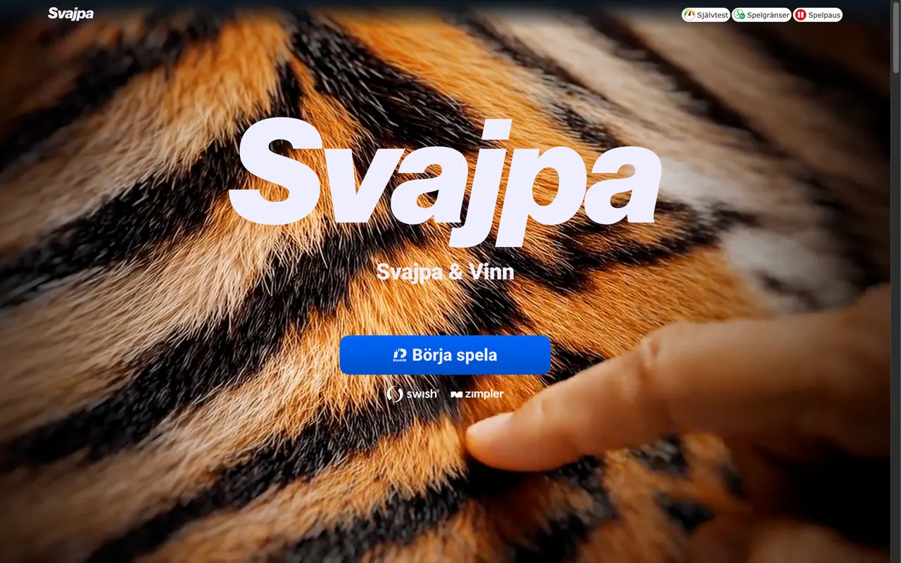 Startsidan hos Svajpa